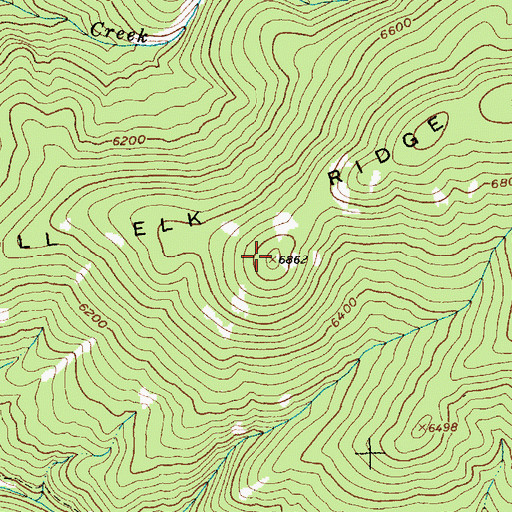 Topographic Map of Bull Elk Ridge, ID