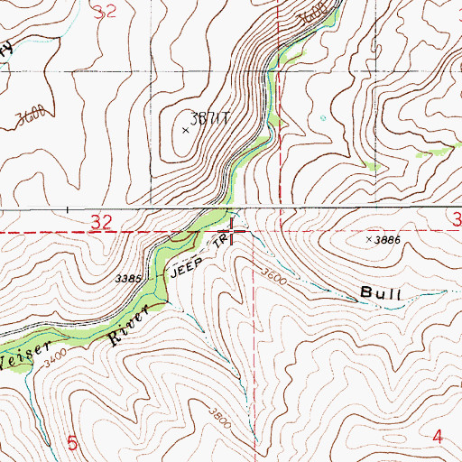 Topographic Map of Bull Gulch, ID