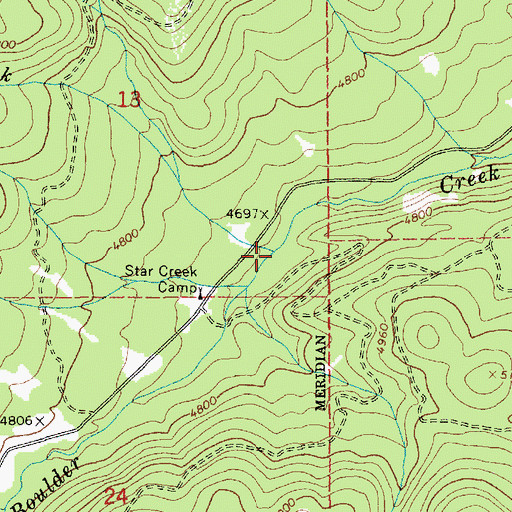 Topographic Map of Bull Horn Creek, ID