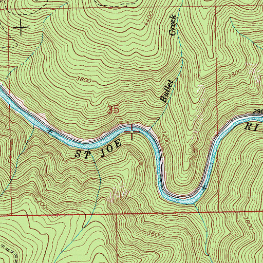 Topographic Map of Bullet Creek, ID