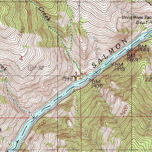 Topographic Map of Bullion Creek, ID