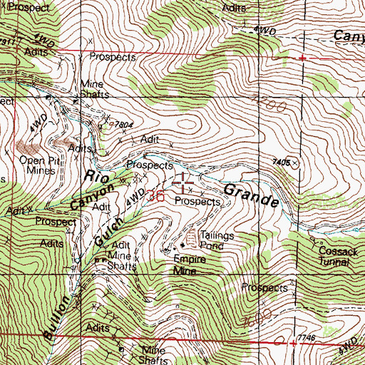 Topographic Map of Bullion Gulch, ID