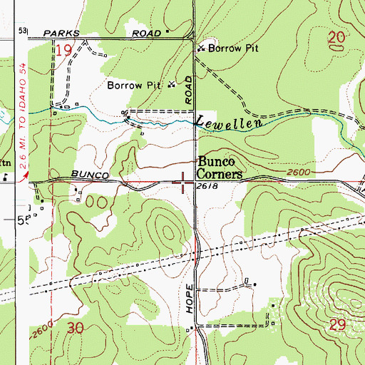 Topographic Map of Bunco Corners, ID