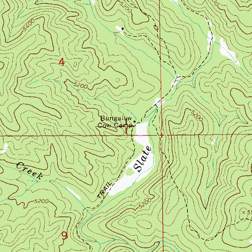 Topographic Map of Bungalow Cow Camp, ID