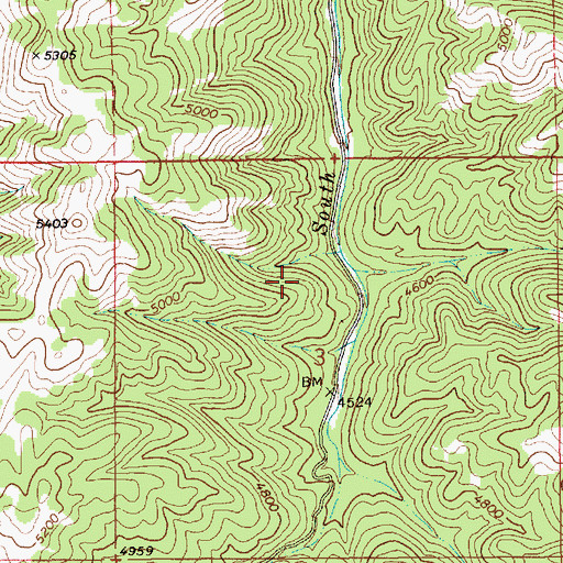 Topographic Map of Bunny Creek, ID