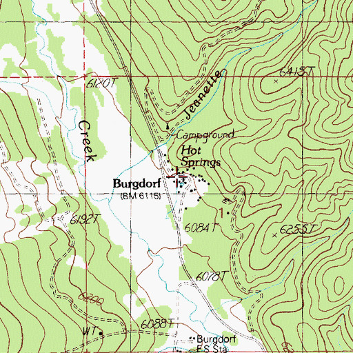 Topographic Map of Burgdorf, ID