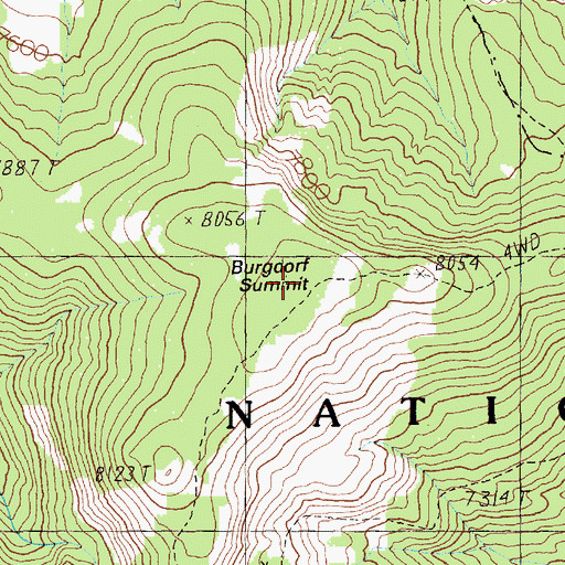 Topographic Map of Burgdorf Summit, ID