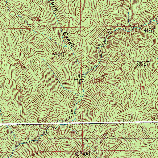 Topographic Map of Burn Creek, ID