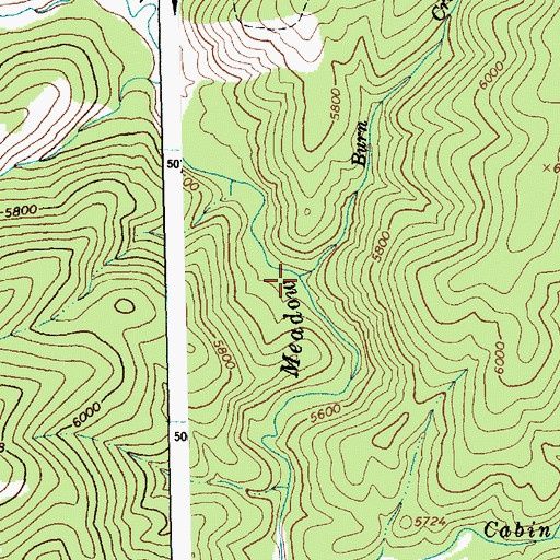 Topographic Map of Burn Creek, ID