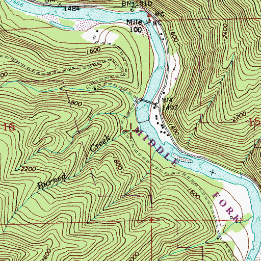 Topographic Map of Burned Creek, ID