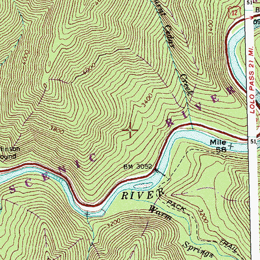 Topographic Map of Burnt Cedar Creek, ID