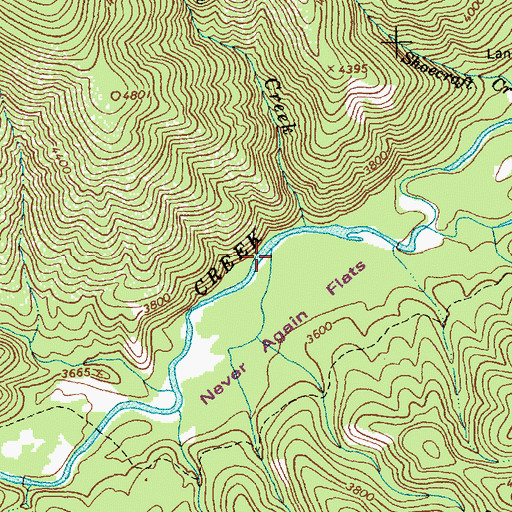 Topographic Map of Burnt Wood Creek, ID