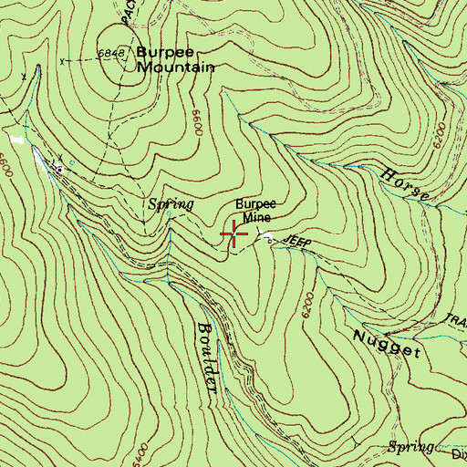 Topographic Map of Burpee Mine, ID