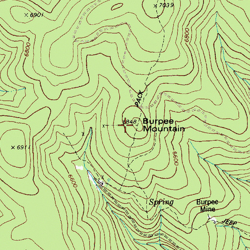 Topographic Map of Burpee Mountain, ID
