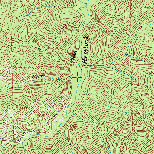 Topographic Map of Burst Creek, ID