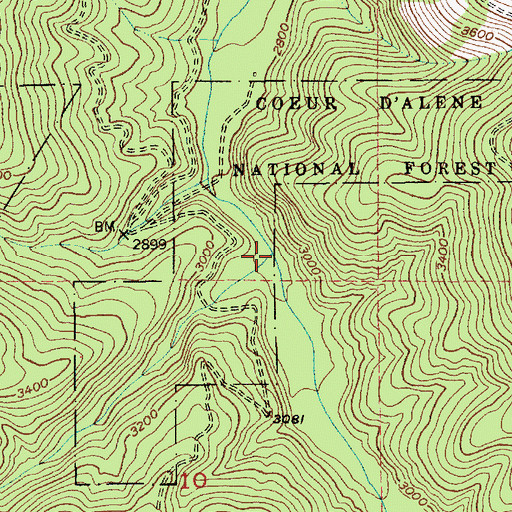 Topographic Map of Butler Creek, ID