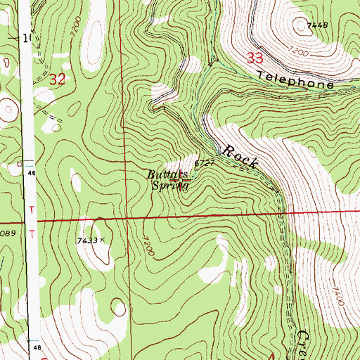 Topographic Map of Buttars Spring, ID