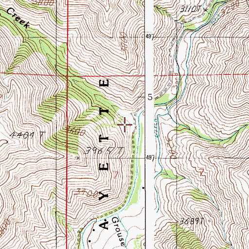 Topographic Map of Butte Creek, ID