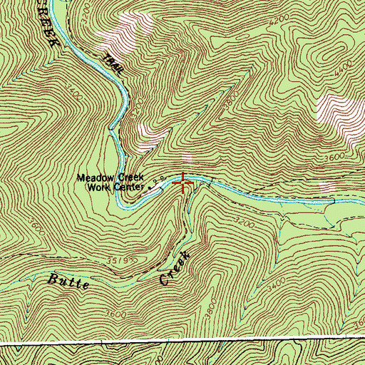 Topographic Map of Butte Creek, ID