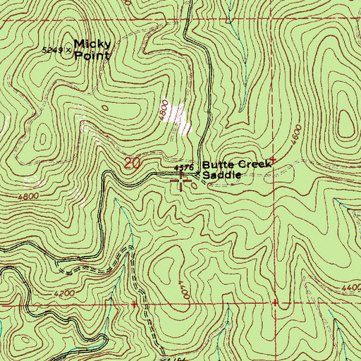 Topographic Map of Butte Creek Saddle, ID