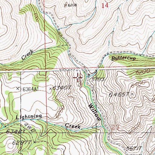 Topographic Map of Buttercup Creek, ID