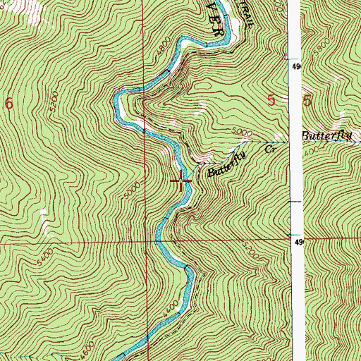 Topographic Map of Butterfly Creek, ID