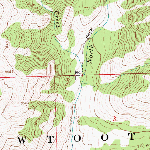 Topographic Map of Button Creek, ID
