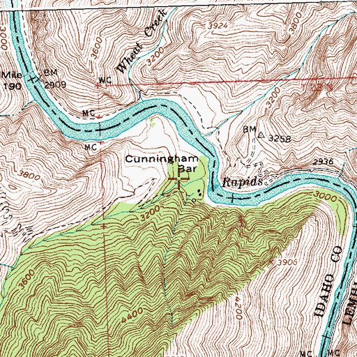 Topographic Map of Butts Creek, ID