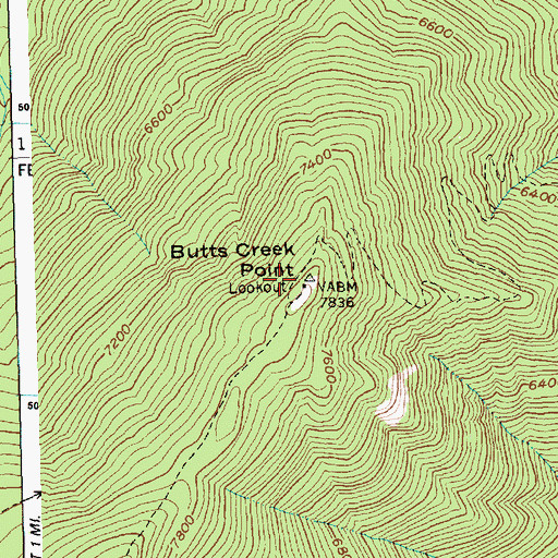Topographic Map of Butts Creek Point, ID