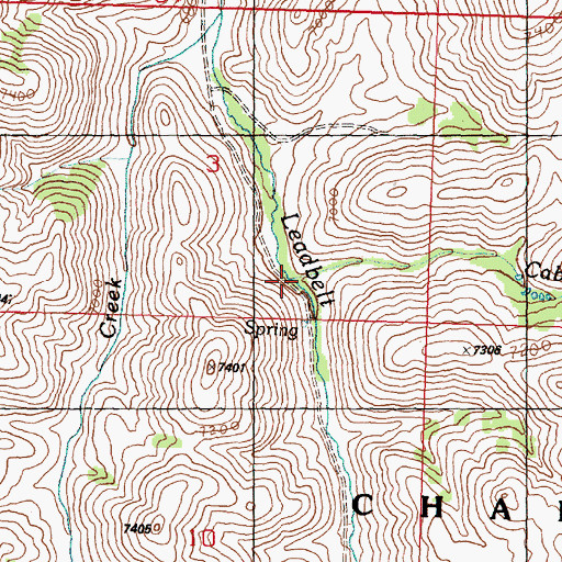 Topographic Map of Cabin Creek, ID