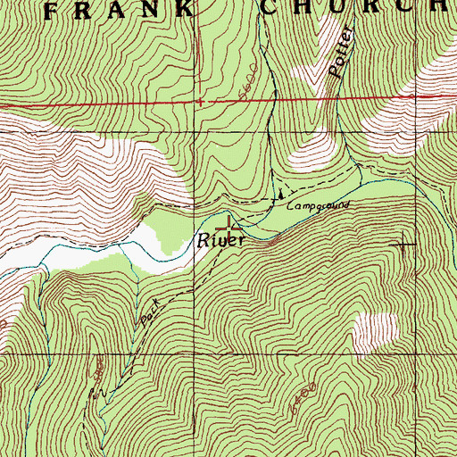 Topographic Map of Cabin Creek, ID