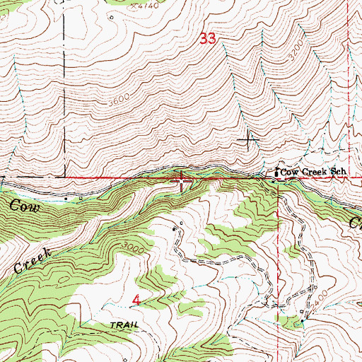 Topographic Map of Cabin Creek, ID