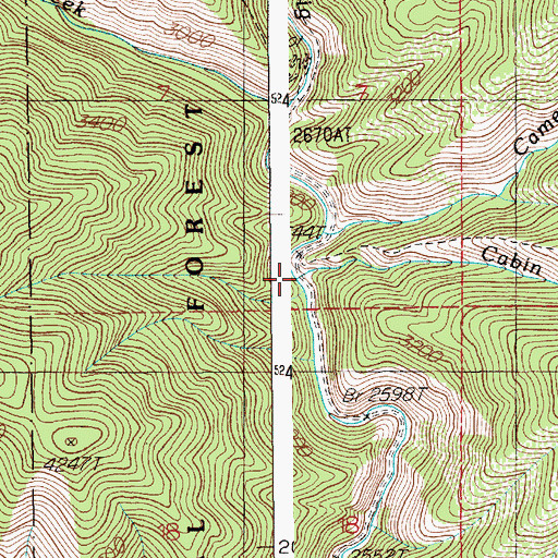 Topographic Map of Cabin Creek, ID
