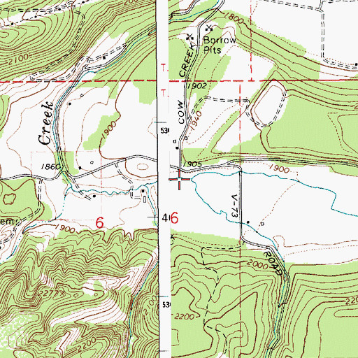 Topographic Map of Cabin Creek, ID