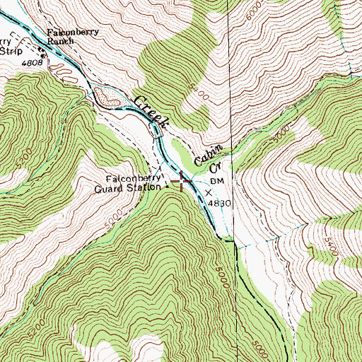 Topographic Map of Cabin Creek, ID