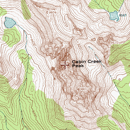 Topographic Map of Cabin Creek Peak, ID