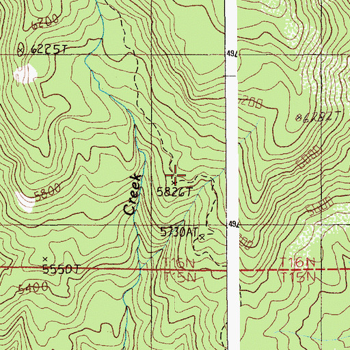 Topographic Map of Cabin Creek Trail, ID