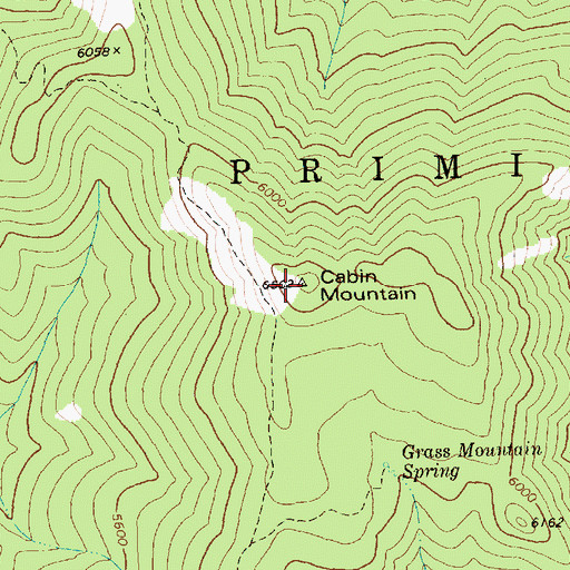 Topographic Map of Cabin Mountain, ID
