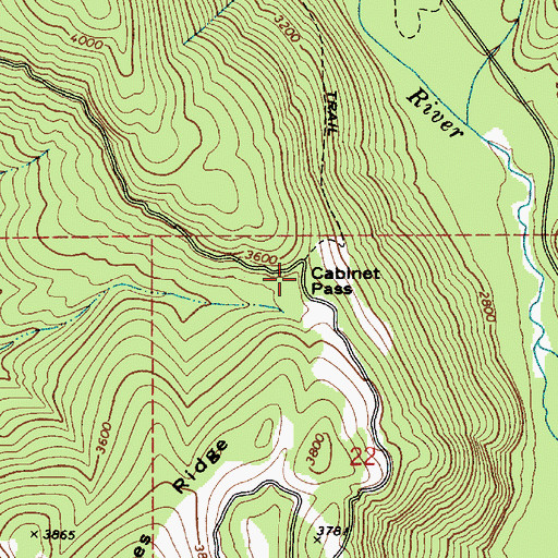 Topographic Map of Cabinet Pass, ID
