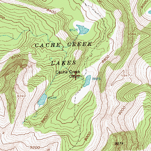 Topographic Map of Cache Creek Cabin, ID