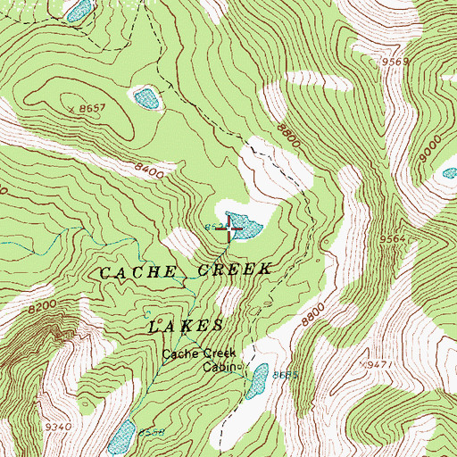 Topographic Map of Cache Creek Lakes, ID