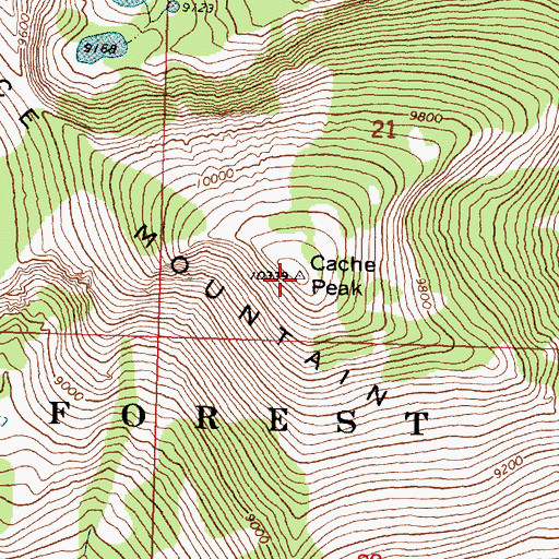 Topographic Map of Cache Peak, ID