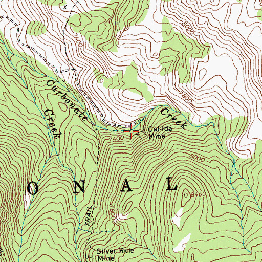 Topographic Map of Cal-Ida Mine, ID
