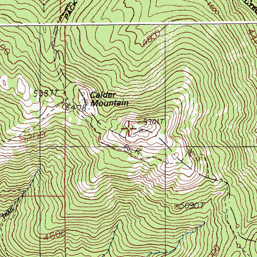 Topographic Map of Calder Mountain, ID
