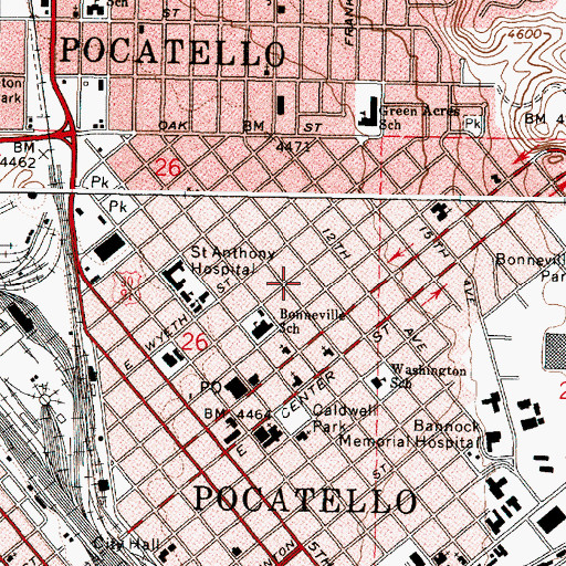 Topographic Map of Caldwell Park, ID