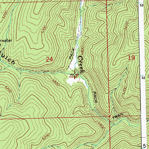 Topographic Map of Caledonia Creek, ID