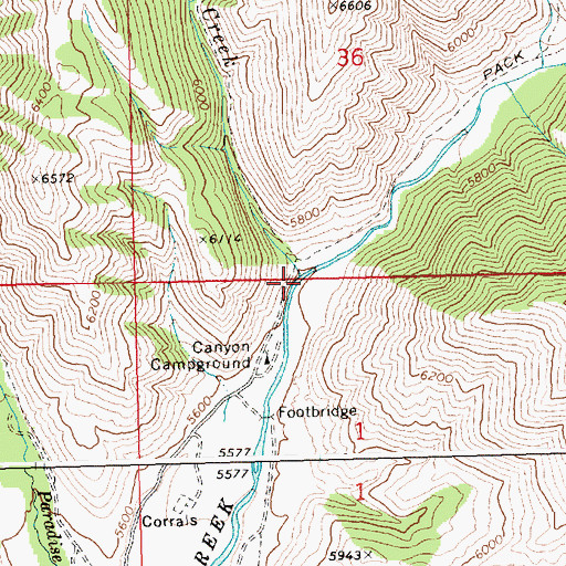 Topographic Map of Calf Creek, ID