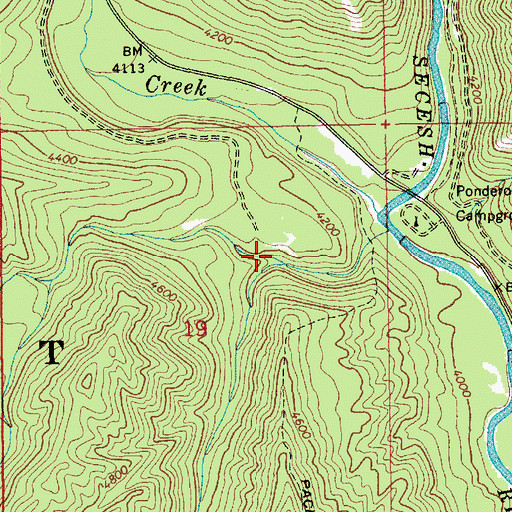 Topographic Map of Calf Creek, ID