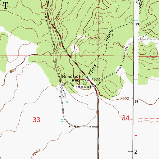 Topographic Map of Kendrick Park Picnic Ground, AZ