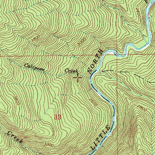 Topographic Map of Calipeen Creek, ID